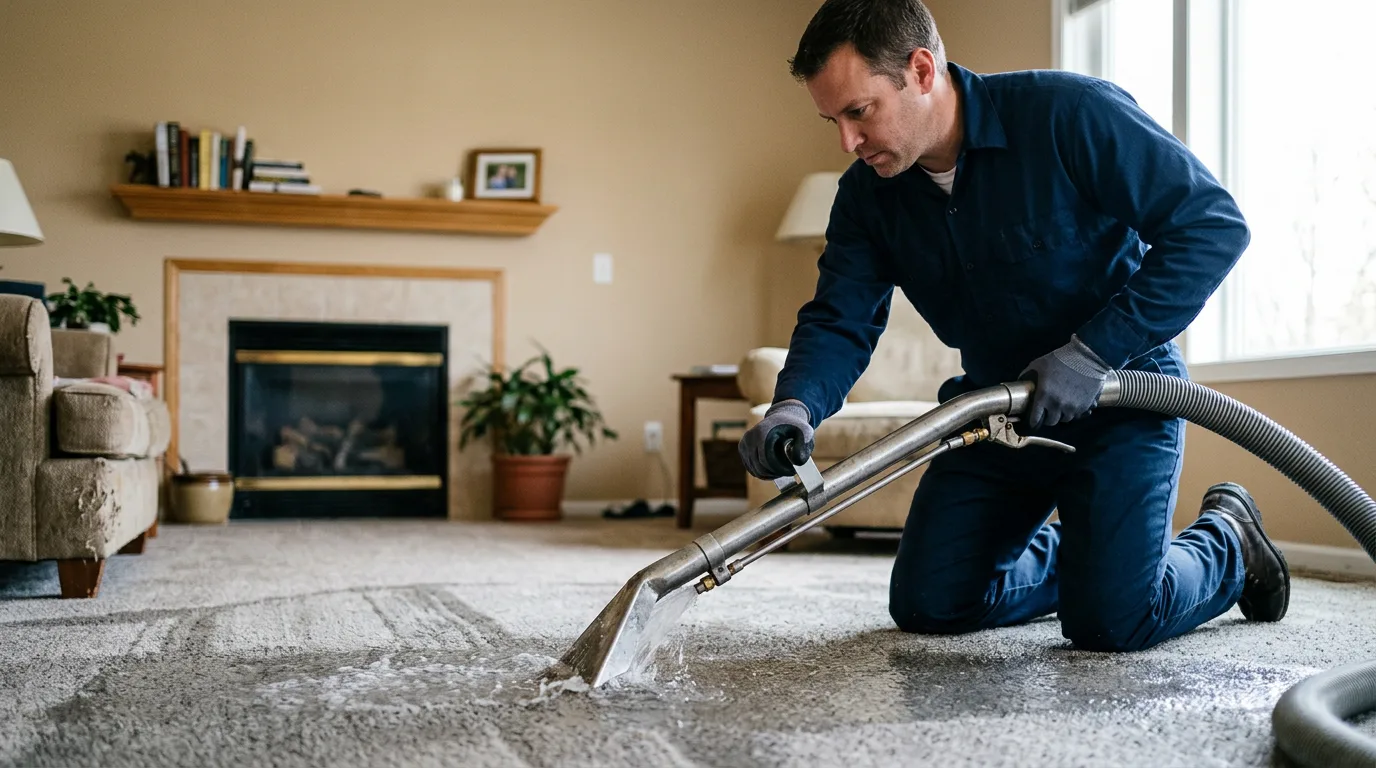 Water damage restoration technician working near Dendron, VA